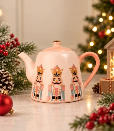 Premium Ceramic Nutcracker Christmas Teapot with Lid – Festive Decorative Kettle - Image 2